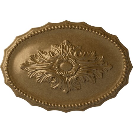 Ekena Millwork Oxford Ceiling Medallion, Hand-Painted Pale Gold, 16 7/8"W x 11 3/4"H x 1 1/2"P CM16OXPAS